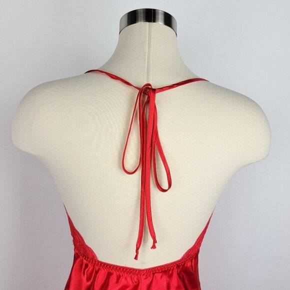Vintage Fredericks Hollywood Womens Babydoll Slip Dress Small Red Satin Coquette - Picture 9 of 15
